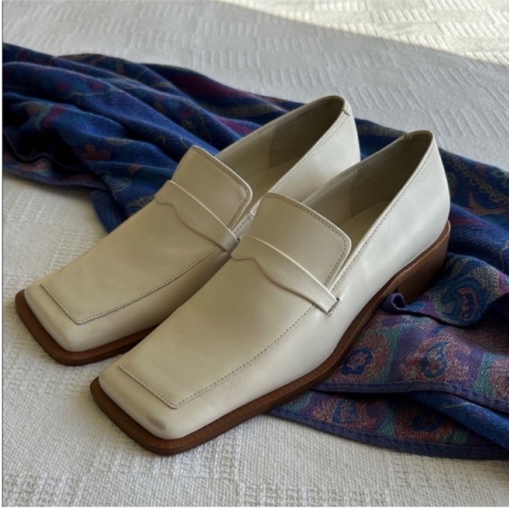 Mango White square toe loafers 
size 5.5